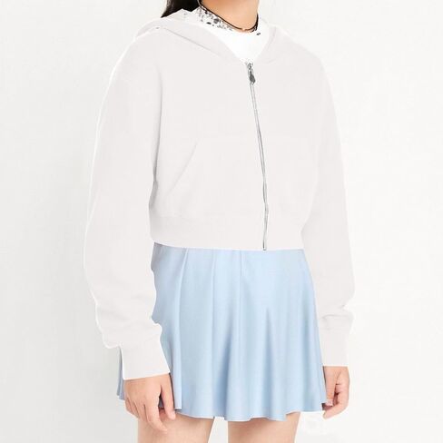 Girls Sweatshirt - Full-Zip Cropped Hoodies, Fleece Cute y2k Aesthetic Clothes, Fall Casual Workout Jackets 5-14 Years in Saudi Arabia