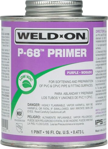 Weld-On 10211 P-68 PVC/CPVC Non-Bodied Primer - Fast Acting and Low-VOC, Clear, 1 Pint (16 fl oz) in Saudi Arabia