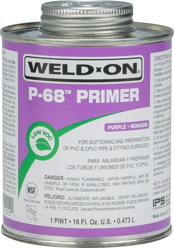 Weld-On 10211 P-68 PVC/CPVC Non-Bodied Primer - Fast Acting and Low-VOC, Clear, 1 Pint (16 fl oz) in Saudi Arabia