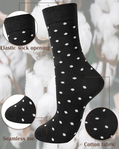 6 Pairs Womens Cotton Crew Socks, Casual Soft Calf Dress Socks Heart Striped Pattern in Kuwait