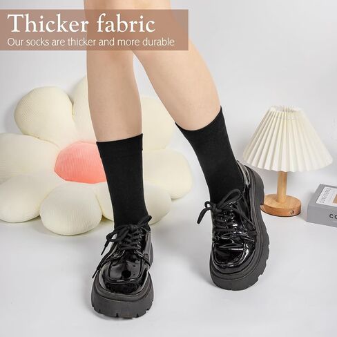 6 Pairs Womens Cotton Crew Socks, Casual Soft Calf Dress Socks Heart Striped Pattern in Kuwait