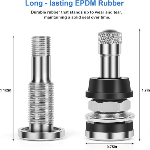 6-Pack TR416 Tire Valve Stems, High Pressure 200 PSI Tubeless Valve Stems, Brass Valve Stems, 1-1/2" Schrader Valve, Fits 0.453" & 0.625" Rim Holes for Cars/Trucks/SUVs/ATVs/Trailers in Saudi Arabia