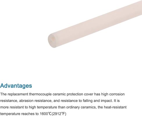 MECCANIXITY Ceramic Thermocouple Cover Tube 2x8x200mm Thermocouple Ceramic Protection Cover Beige 2 Hole Corundum Tube for Stove and Insert in Kuwait