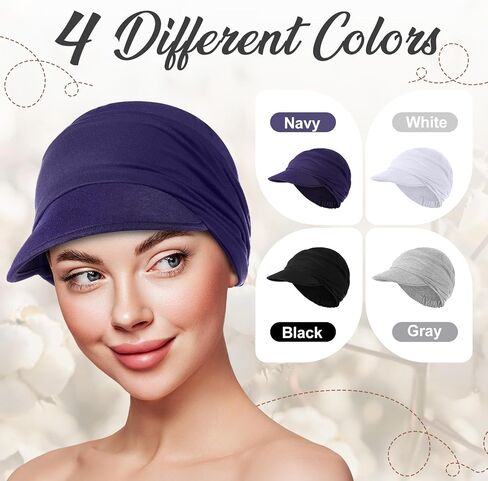 JenPen 4 Pcs Chemo Cancer Cap for Women Breathable Bamboo Newsboy Hat Baseball Cap Soft Headwear for Hair Loss Cancer Patient in Saudi Arabia