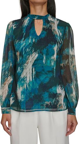 Calvin Klein Women's Keyhole Long Sleeve Blouse in Saudi Arabia