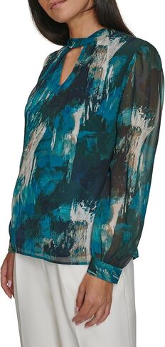 Calvin Klein Women's Keyhole Long Sleeve Blouse in Saudi Arabia
