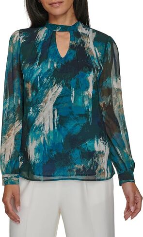Calvin Klein Women's Keyhole Long Sleeve Blouse in Saudi Arabia