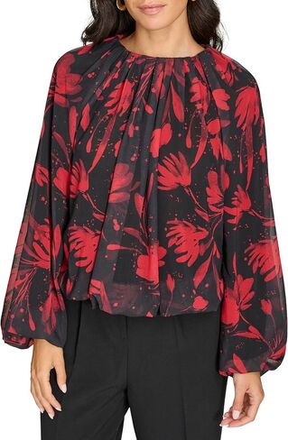 Calvin Klein Women's Printed Long Sleeve Blouse in Saudi Arabia