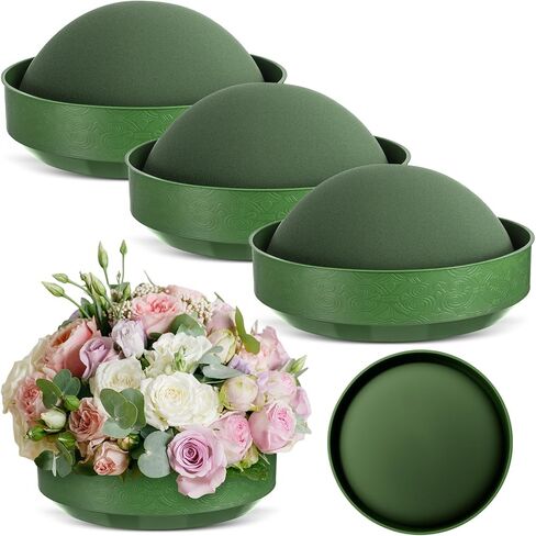 Frienda 8 Pcs Floral Dry Foam Half Ball with Bowl Floral Foam Blocks Floral Foam Rounds in Bowls Flower Craft Foam Balls for Artificial Flower Arrangement Birthday Wedding Party, 5.51 x 2.76 Inch in Kuwait