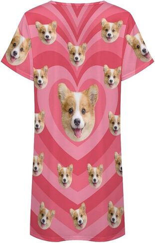 Custom Sleep Gown for Women Personalized Funny Face Pajama Dress Nightgown Customized Photo Pjs Sleepwear Nightshirts in Kuwait