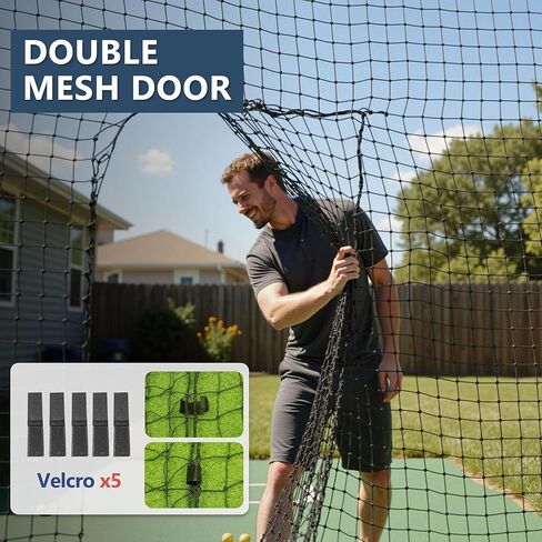 شانترا شبكة قفص الضرب، 55'L/35'L/20'L، شبكة قفص البيسبول والكرة اللينة مغلقة بالكامل - الشبكة فقط - لا تشمل الأعمدة والإطار - شبكة قفص الضرب من البولي إيثيلين مع باب، وشباك الضرب للفناء الخلفي للبيسبول in Kuwait