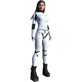 White Space Warrior Bodysuit Women Sci-Fi Armor Cosplay Costume Futuristic Party Jumpsuit with Hidden Zipper in Saudi Arabia