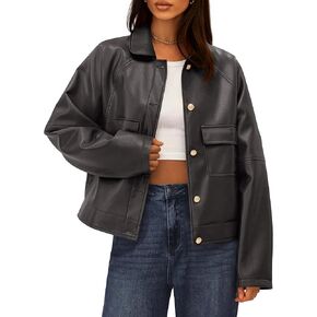 BTFBM Leather Jacket Women Fall Clothes 2025 Long Sleeve Button Down Winter Coats Oversized Motorcycle Outwear in Kuwait