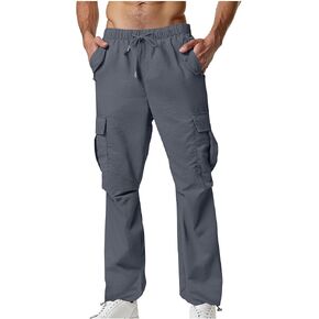 Men's Cargo Pants Lightweight Casual Stretch Outdoor Hiking Fishing Work Pant Elastic Waist Drawstring with Multi Pocket in Saudi Arabia