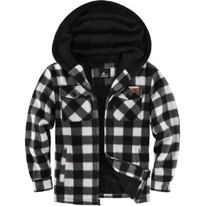 Zity Boys Flannel Jacket Sherpa وحبس هوديز zip up الصوف منقوشة قميص للجنسين معطف الشتاء الأطفال الملابس الخارجية 6-15 سنة in Saudi Arabia