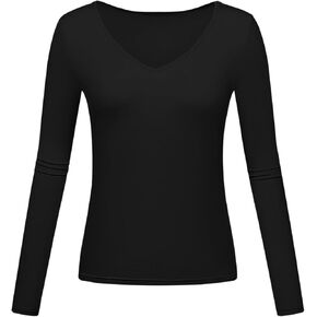 Long Sleeve Underscrub Baselayer Shirts for Women V Neck Casual Tops in Kuwait