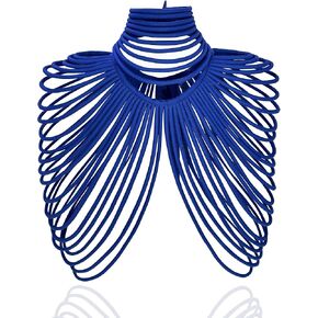 African Ankara Shawl Necklace Set for Women African Print Fabric Multi Strand Shawl Jewelry 2 PCS in Saudi Arabia