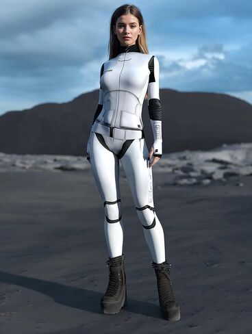 White Space Warrior Bodysuit Women Sci-Fi Armor Cosplay Costume Futuristic Party Jumpsuit with Hidden Zipper in Saudi Arabia