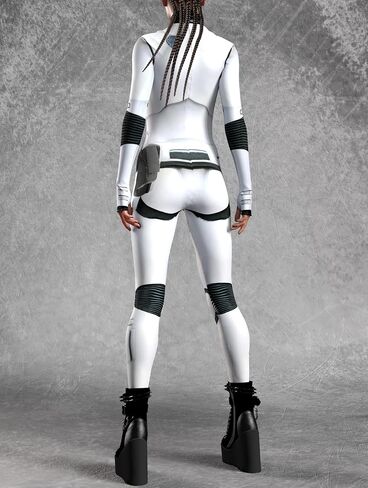 White Space Warrior Bodysuit Women Sci-Fi Armor Cosplay Costume Futuristic Party Jumpsuit with Hidden Zipper in Saudi Arabia