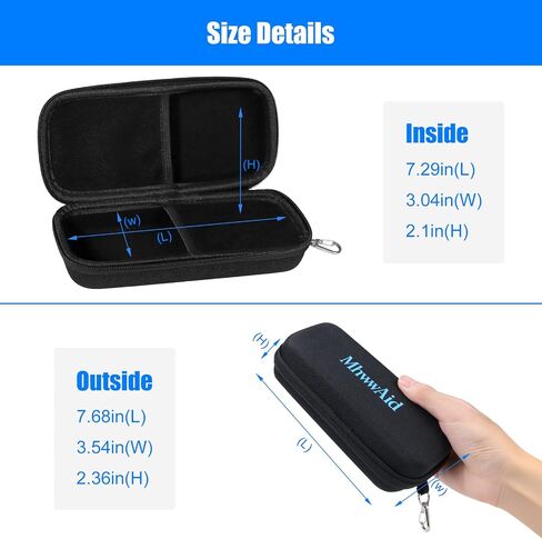 Double Glasses Case with Clip Hard Shell & Zipper Closure 2 Cleaning Cloths & 1 Mini Screwdriver 7.7x3.5x2.4 inch in Saudi Arabia
