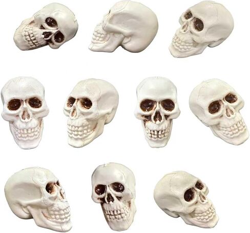 Plastic Skulls 10pcs Realistic Halloween Decorations Spooky Small Skeleton Head for Party Haunted House Garden in Saudi Arabia