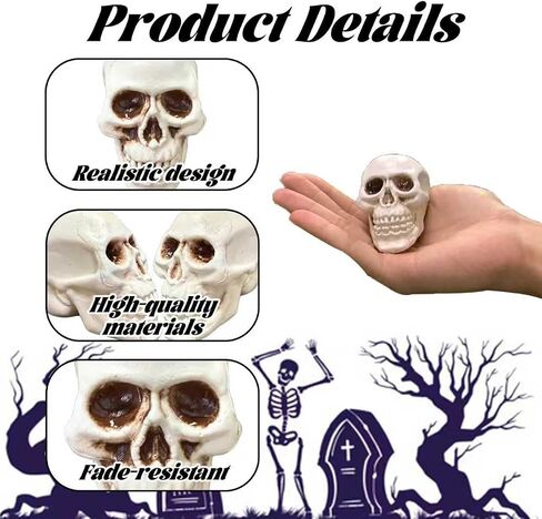 Plastic Skulls 10pcs Realistic Halloween Decorations Spooky Small Skeleton Head for Party Haunted House Garden in Saudi Arabia