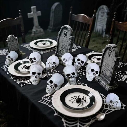 Plastic Skulls 10pcs Realistic Halloween Decorations Spooky Small Skeleton Head for Party Haunted House Garden in Saudi Arabia