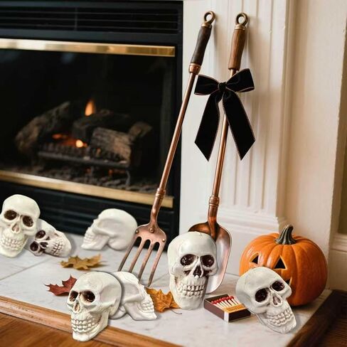 Plastic Skulls 10pcs Realistic Halloween Decorations Spooky Small Skeleton Head for Party Haunted House Garden in Saudi Arabia