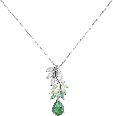 925 Sterling Silver Green Green Gemstone Necklace for Women Christmas Anniversary Homports for زوجة صديقة أسلوب أنيق in Saudi Arabia
