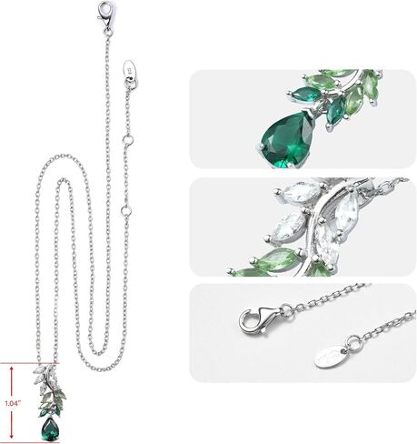 925 Sterling Silver Green Green Gemstone Necklace for Women Christmas Anniversary Homports for زوجة صديقة أسلوب أنيق in Saudi Arabia