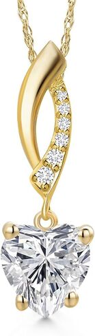 Gem Stone King 2.00 Ct IGI Certified Lab Grown Diamond Pendant Necklace For Women in 14K Yellow Gold | F-G Color | VS Clarity | Gold Necklace For Women | With 18 Inch Gold Chain in Saudi Arabia