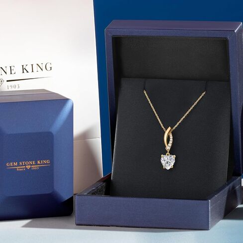Gem Stone King 2.00 Ct IGI Certified Lab Grown Diamond Pendant Necklace For Women in 14K Yellow Gold | F-G Color | VS Clarity | Gold Necklace For Women | With 18 Inch Gold Chain in Saudi Arabia