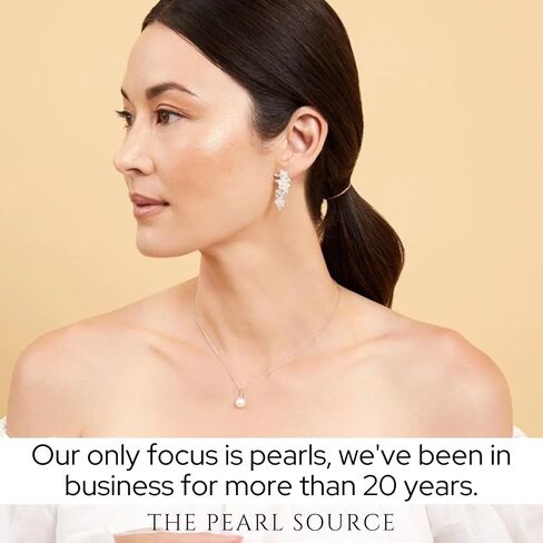 The Pearl Source Freshwater Pearl Pendant Sydney Necklace for Women - Cultured Pearl Necklace | Single Pearl Necklace for Women with 925 Sterling Silver Chain in Saudi Arabia