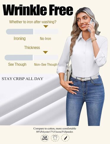Zeagoo Button Down Shirts for Women Wrinkle Free Long Sleeve Collared Dress Blouses Casual Work Office Tunics Tops in Saudi Arabia