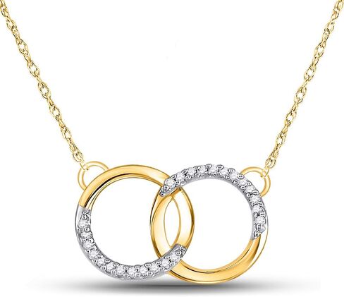 Diamond2Deal 10kt الذهب الأصفر جولة الماس المتشابك دائرة مزدوجة قلادة قلادة 1/10 CTTW Color- G-H Clarity- I1-I2 in Saudi Arabia