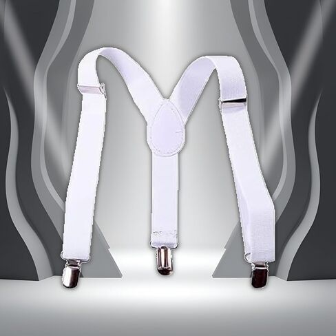 White Kids Adjustable Y-Back Suspenders,Clip on Y-Back Elastic with Metal Clips for Boys Girls, for Kids Adjustable - Elastic Y Shape Suspender Boys' Suspenders in Saudi Arabia