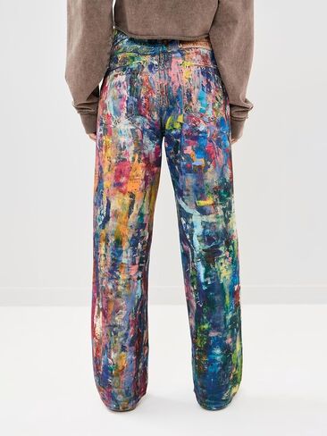 Angsuttc Women’s High Waisted Wide Leg Pants 3D Digital Print Baggy Fit Elastic Waist Y2K Street Style Lounge Pants in Kuwait