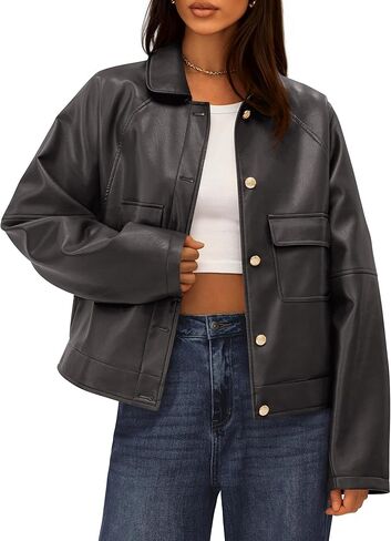 BTFBM Leather Jacket Women Fall Clothes 2025 Long Sleeve Button Down Winter Coats Oversized Motorcycle Outwear in Kuwait