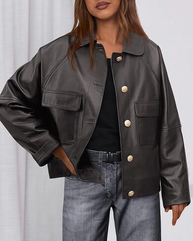 BTFBM Leather Jacket Women Fall Clothes 2025 Long Sleeve Button Down Winter Coats Oversized Motorcycle Outwear in Kuwait