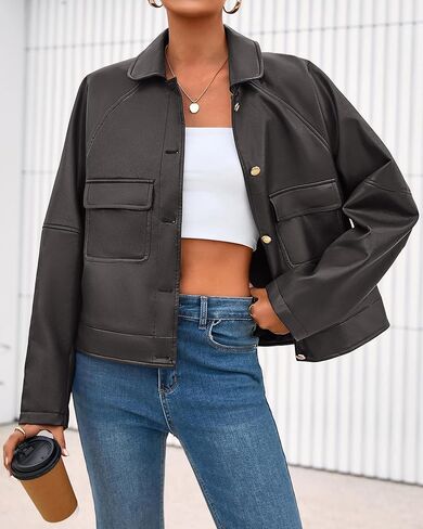 BTFBM Leather Jacket Women Fall Clothes 2025 Long Sleeve Button Down Winter Coats Oversized Motorcycle Outwear in Kuwait