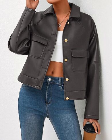 BTFBM Leather Jacket Women Fall Clothes 2025 Long Sleeve Button Down Winter Coats Oversized Motorcycle Outwear in Kuwait