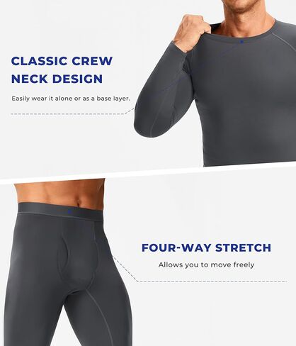 TAILONG Thermal Underwear for Men - Long Johns with Fleece Lined Base Layer Cold Weather Hunting Gear Top Bottom in Kuwait