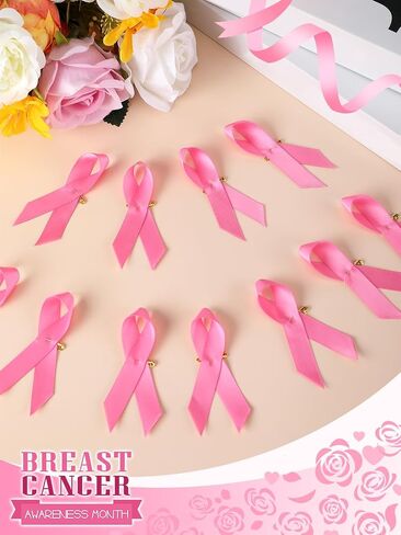 100 PCS دبابيس الشريط الوردي لسرطان الوعي بسرطان الوردي - هدايا سرطان الثدي للنساء إكسسوارات الوعي بسرطان الثدي للمناسبات العامة للحدث الخيري. in Saudi Arabia