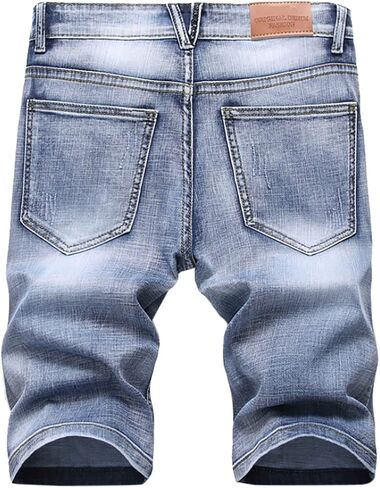 على غرار شارع الرجال شورت شورت عصري ممزق في الركبة Lenght Half Jeans Classic Classic Fit Thoreed Jean Pants in Saudi Arabia