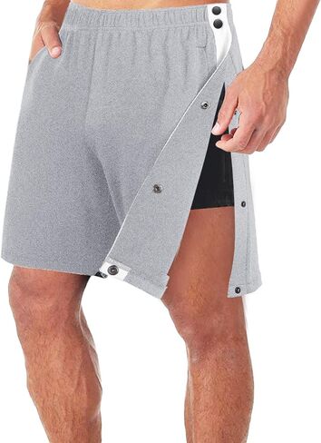 Men's Cotton Blend Shorts Side Snap Tear Away Short for Men Gym Trunks with Pockets Post Surgery Recovery Pants in Saudi Arabia