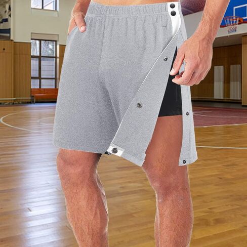 Men's Cotton Blend Shorts Side Snap Tear Away Short for Men Gym Trunks with Pockets Post Surgery Recovery Pants in Saudi Arabia