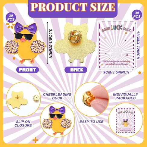 60 Pack Cheer Team Gifts Bulk Cheerleader Duck Pins Brooches Good Luck Duck Tags Inspirational Gift Accessories for Competition Game Teammates Cheer Gifts Bulk for Team in Saudi Arabia