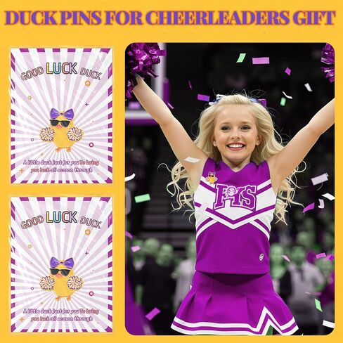 60 Pack Cheer Team Gifts Bulk Cheerleader Duck Pins Brooches Good Luck Duck Tags Inspirational Gift Accessories for Competition Game Teammates Cheer Gifts Bulk for Team in Saudi Arabia