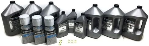 MERCURY Verado Quicksilver TRIPLE ENGINE 100 Hour 25W40 Oil Change & Lower Unit Maintenance Kit Hi-Performance Gear Lube Kit w/Gaskets L6 200/225/250/275/300/350/400HP Outboard Models (25W40 w/Pump) in Saudi Arabia