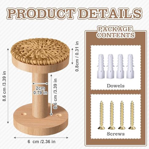 Leinuosen Boho Curtain Holdbacks Rattan Tiebacks Pack of 2 Curtain Holdbacks for Curtains Wall Mounted Wooden Drapery Hook for Door Window Treatment Sheer and Blackout Panels(Round) in Saudi Arabia